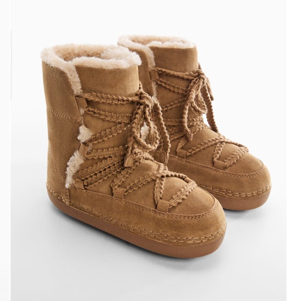 MANGO Lace-up sheepskin boots Size 7,5 NEW WITH TAG!
